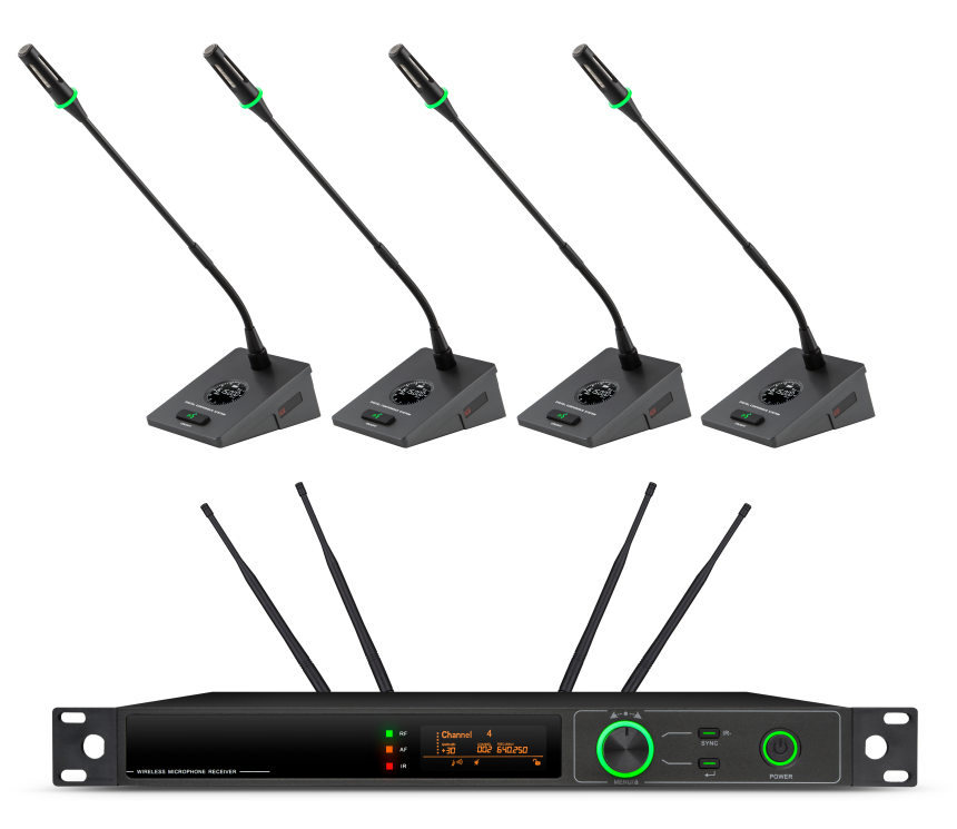 真分集U段一拖四无线话筒（桌面式，鹅颈） UH04-ZA