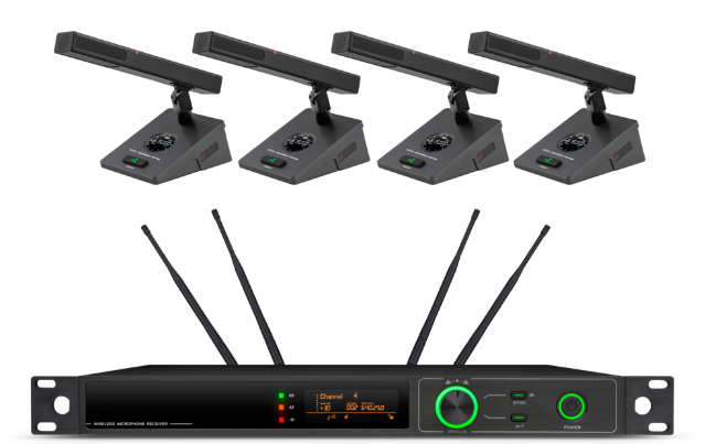 真分集U段一拖四无线话筒（桌面式，方杆） UH04-ZA